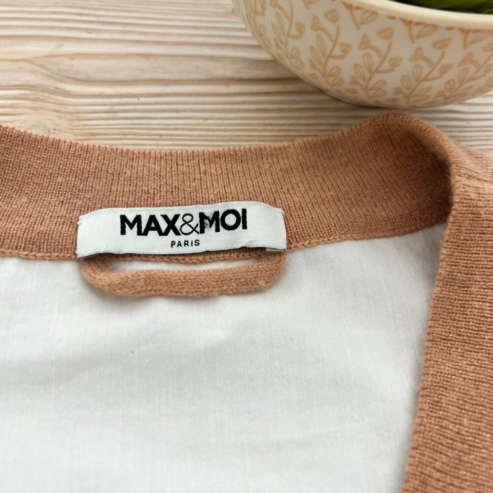 Max & Moi Cashmere Blend Cardigan—Camel Mixed Media Knit |Size M - Picture 3 of 7